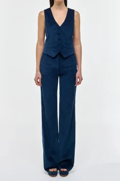 Vesta Flare Pant in Electric Navy Sea Island Cotton Corduroy