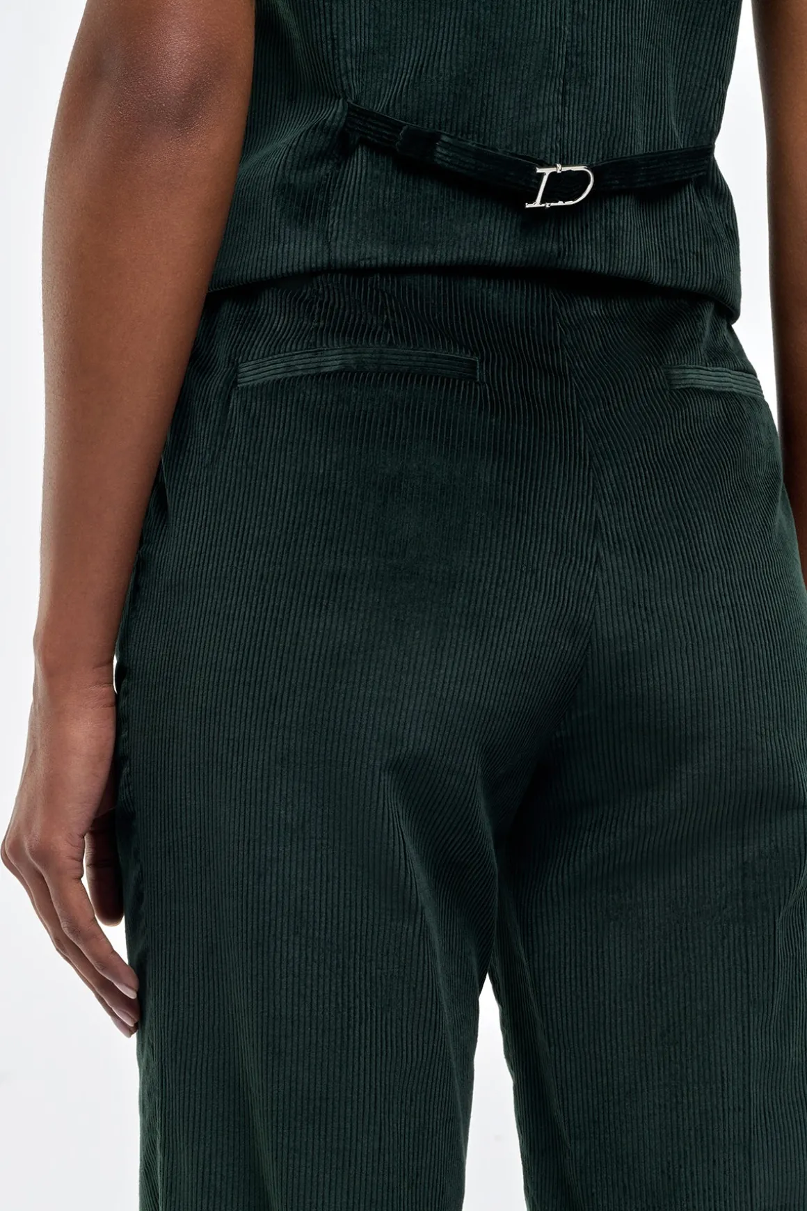 Vesta Flare Pant in English Green Sea Island Cotton Corduroy