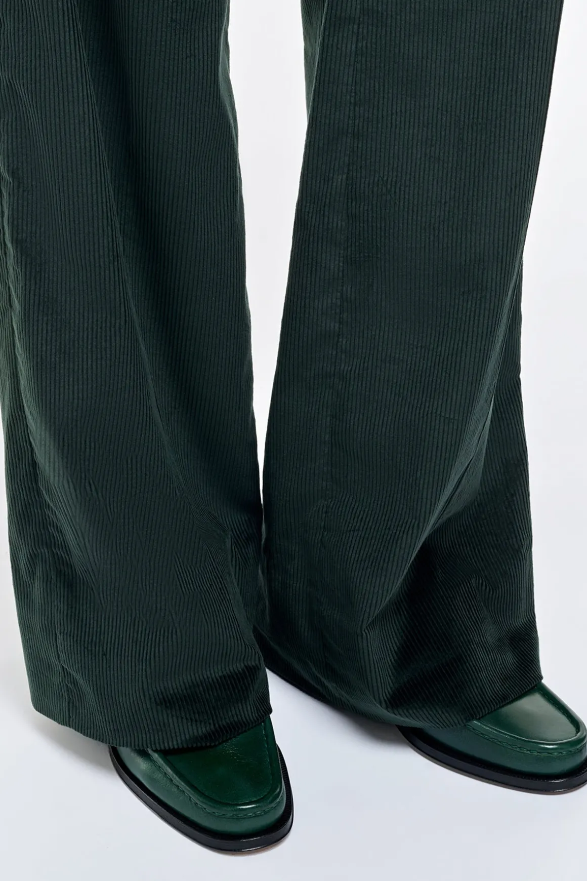 Vesta Flare Pant in English Green Sea Island Cotton Corduroy
