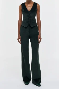 Vesta Flare Pant in English Green Sea Island Cotton Corduroy