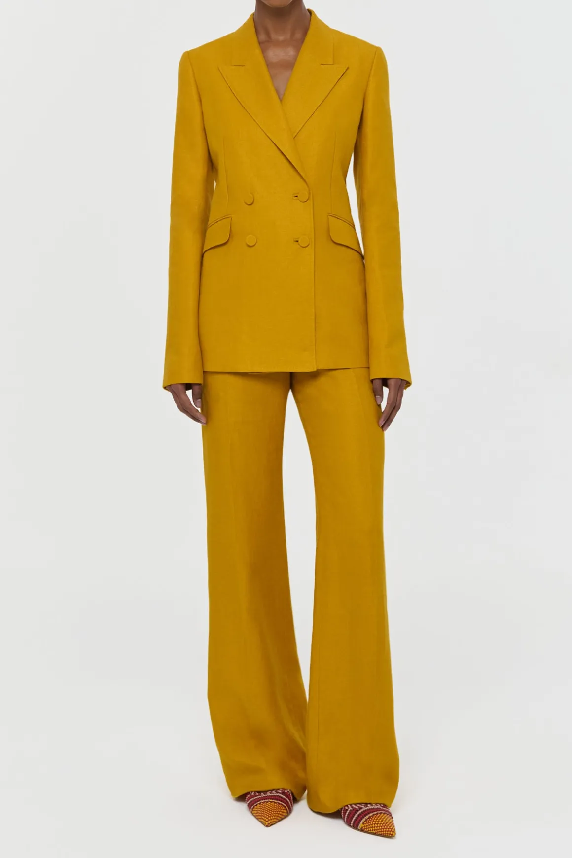 Vesta Flare Pant in Golden Birch Linen Twill