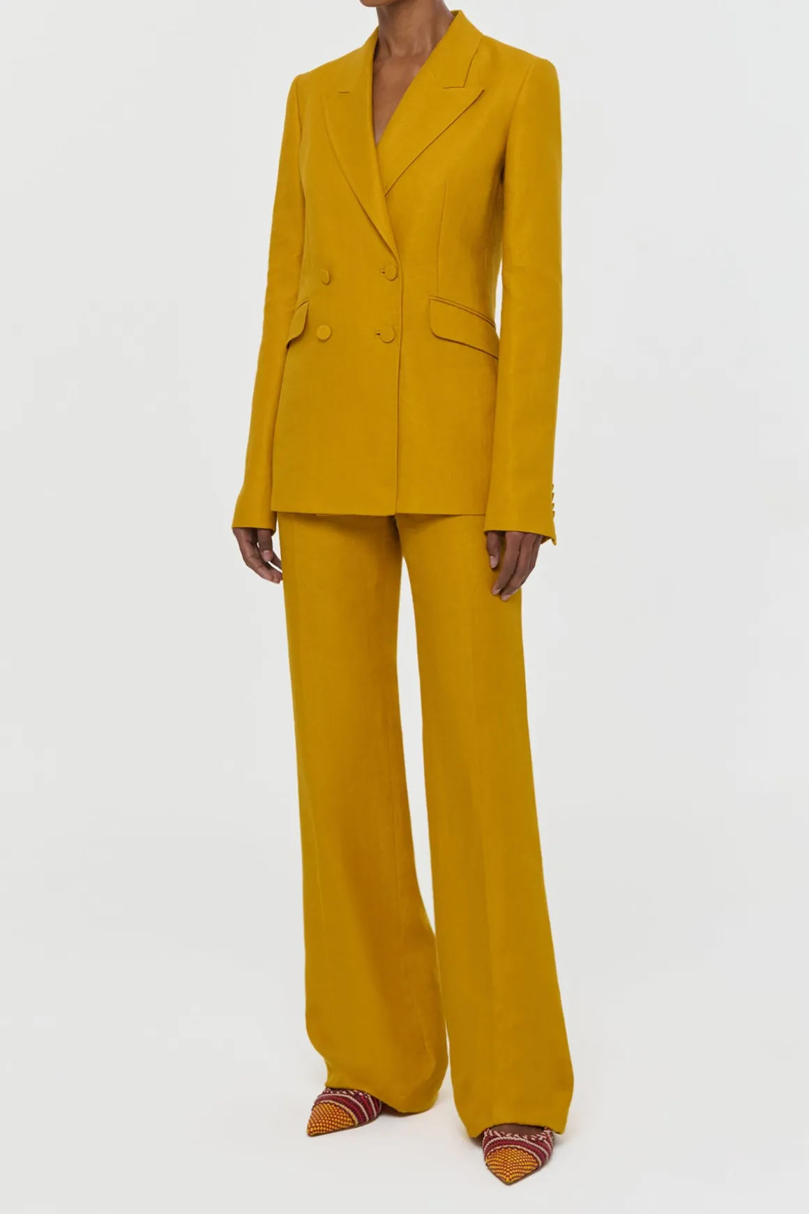 Vesta Flare Pant in Golden Birch Linen Twill