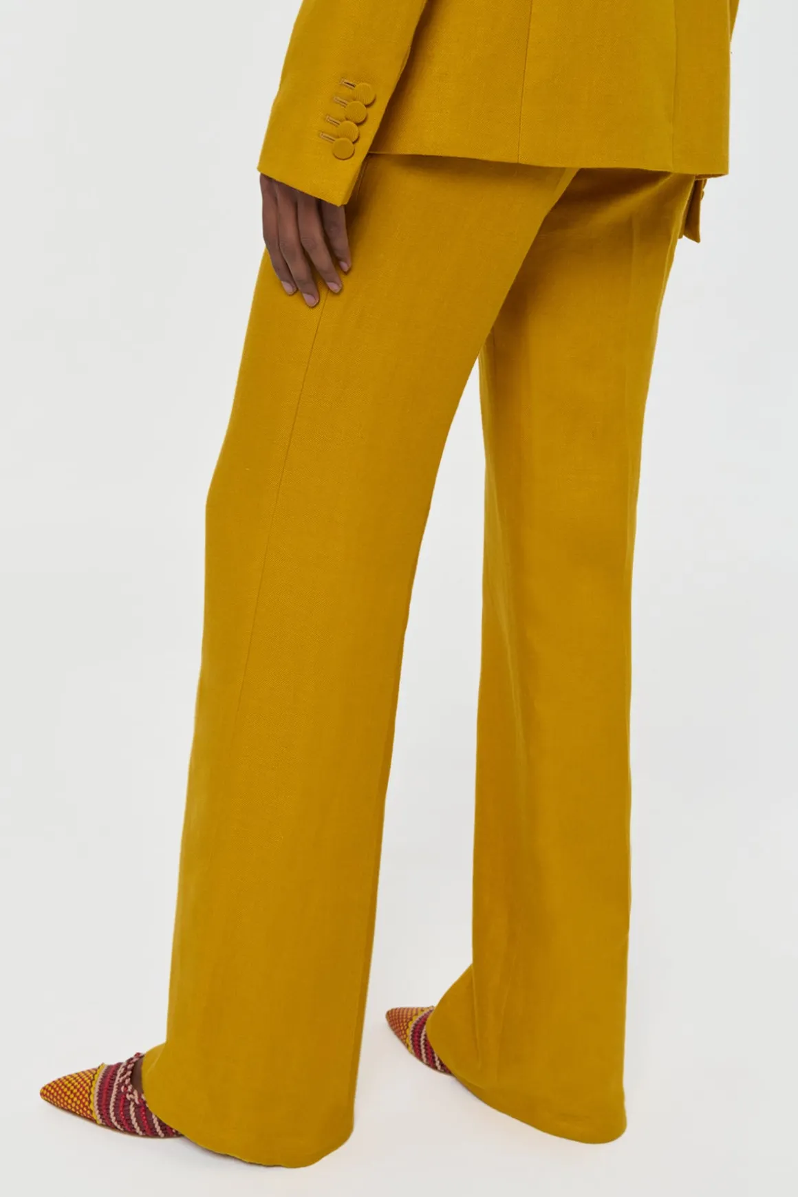 Vesta Flare Pant in Golden Birch Linen Twill