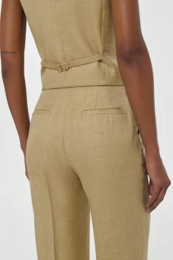Vesta Flare Pant in Hay Virgin Wool Silk with Linen