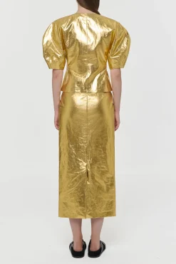 Waverly Top in Metallic Gold Linen Twill