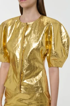 Waverly Top in Metallic Gold Linen Twill