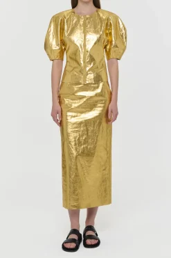 Waverly Top in Metallic Gold Linen Twill