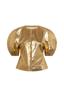 Waverly Top in Metallic Gold Linen Twill