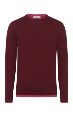 Wells Reversible Knit Sweater in Bordeaux & Fuchsia Cashmere Silk