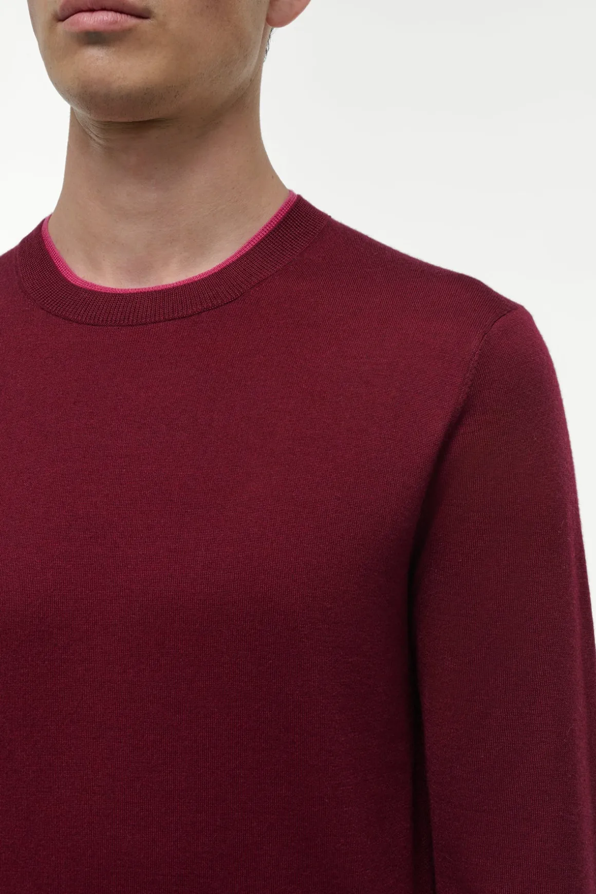 Wells Reversible Knit Sweater in Bordeaux & Fuchsia Cashmere Silk