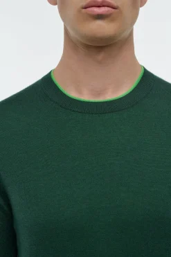 Wells Reversible Knit Sweater in English Green & Fluorescent Green Cashmere Silk