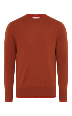 Wells Reversible Knit Sweater in Rust & Antelope Orange Cashmere Silk