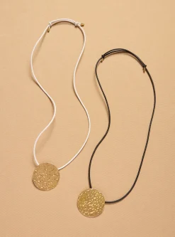Wheel of Fortune Pendant in 18K Yellow Gold (White Leather Cord)