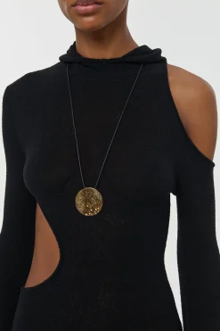 Wheel of Fortune Pendant in 18K Yellow Gold (Black Leather Cord)
