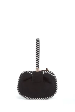 Whipstitch Demi Bag in Black Suede