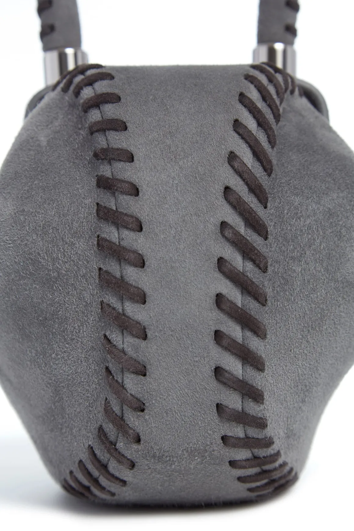 Whipstitch Demi Bag in Charcoal Suede