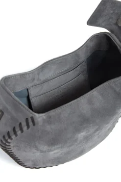 Whipstitch Demi Bag in Charcoal Suede