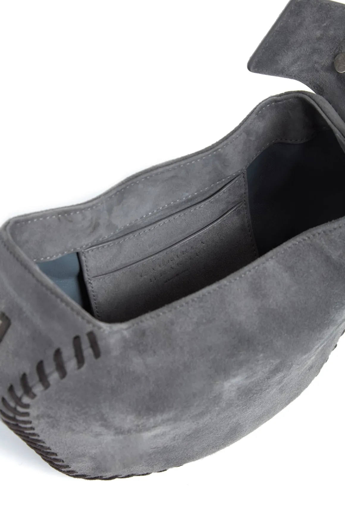 Whipstitch Demi Bag in Charcoal Suede
