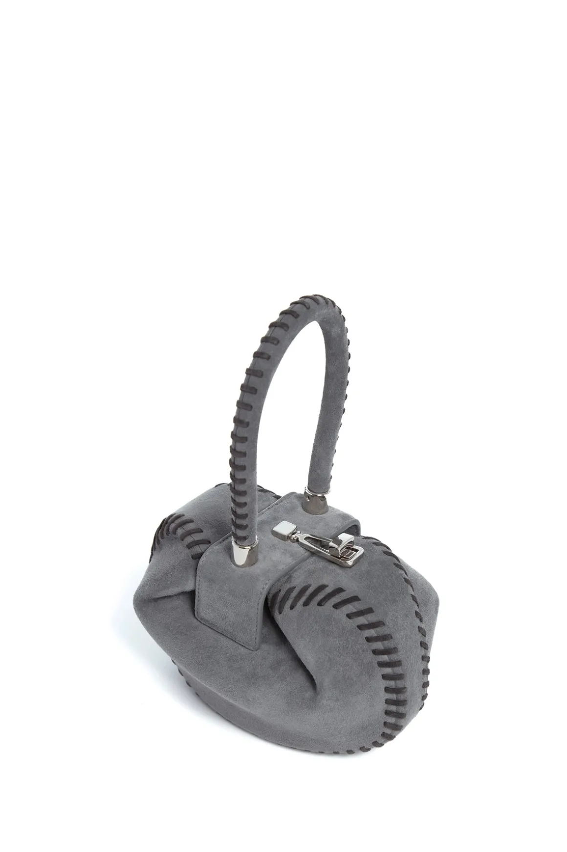 Whipstitch Demi Bag in Charcoal Suede