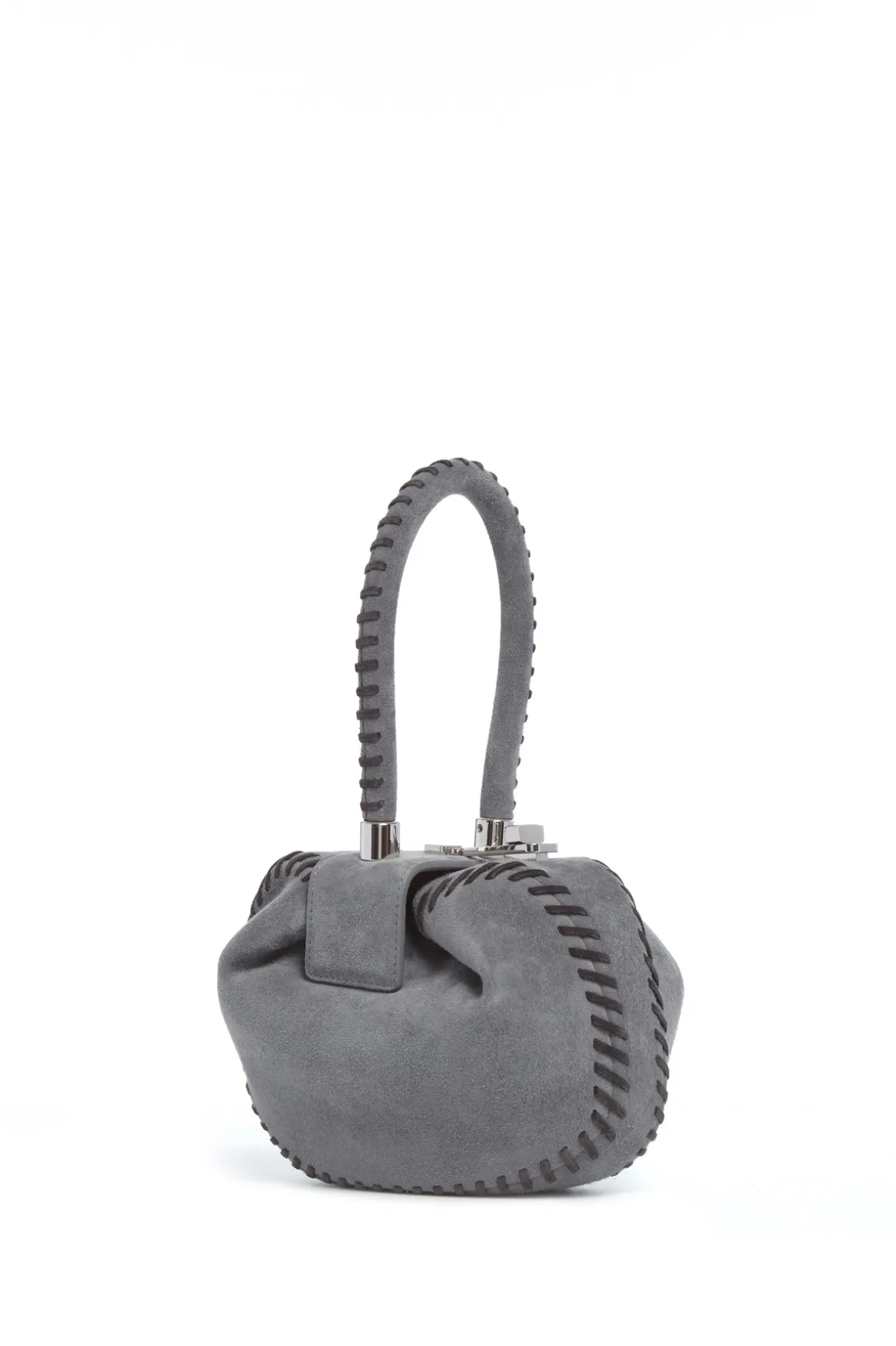 Whipstitch Demi Bag in Charcoal Suede