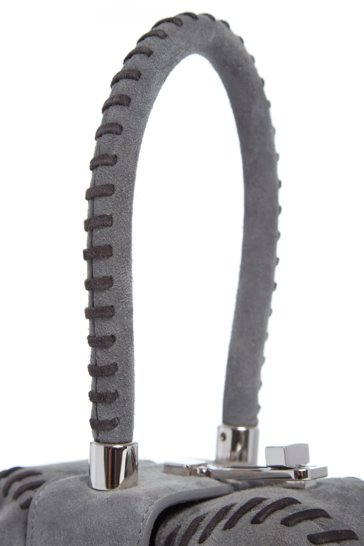 Whipstitch Demi Bag in Charcoal Suede