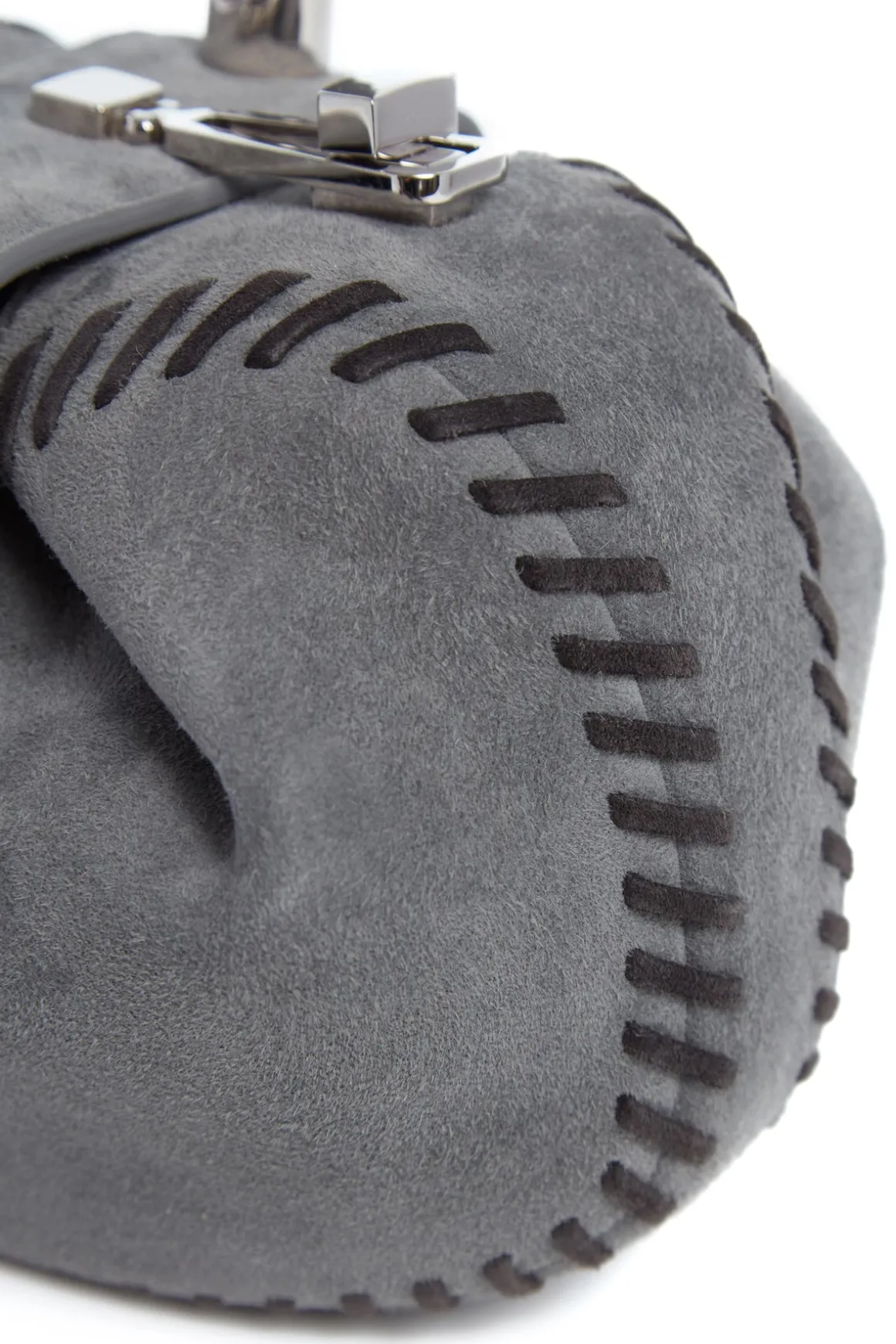 Whipstitch Demi Bag in Charcoal Suede