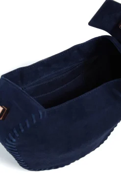Whipstitch Demi Bag in Navy Suede