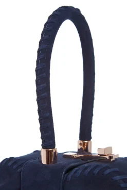 Whipstitch Demi Bag in Navy Suede