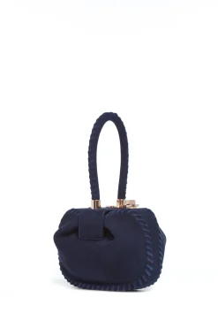 Whipstitch Demi Bag in Navy Suede
