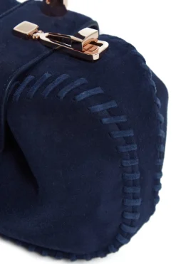 Whipstitch Demi Bag in Navy Suede