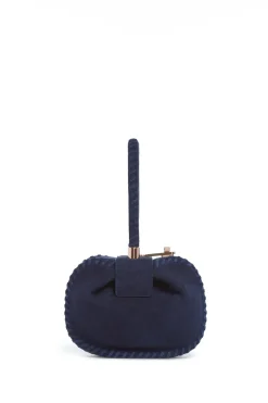 Whipstitch Demi Bag in Navy Suede