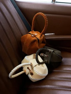 Whipstitch Demi Bag in Nude Suede
