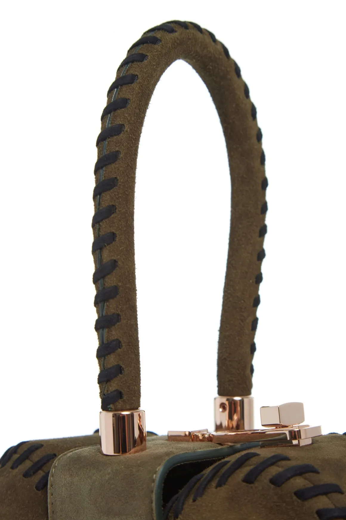 Whipstitch Demi Bag in Olive Suede