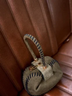 Whipstitch Demi Bag in Olive Suede