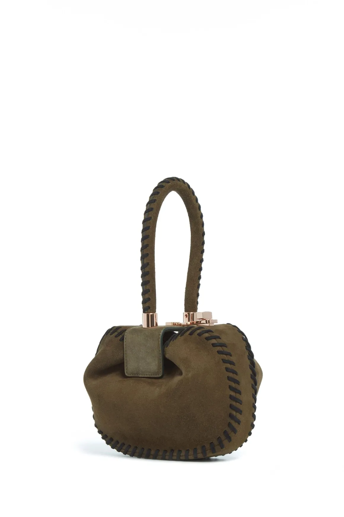 Whipstitch Demi Bag in Olive Suede
