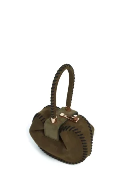 Whipstitch Demi Bag in Olive Suede