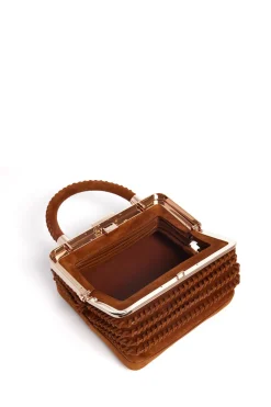 Whipstitch Diana Bag in Cognac Suede