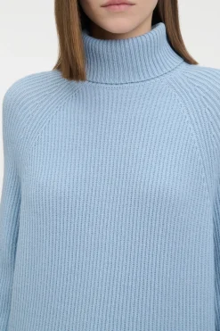 Wigman Knit Turtleneck Sweater in Light Blue Cashmere