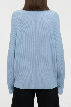 Wigman Knit Turtleneck Sweater in Light Blue Cashmere