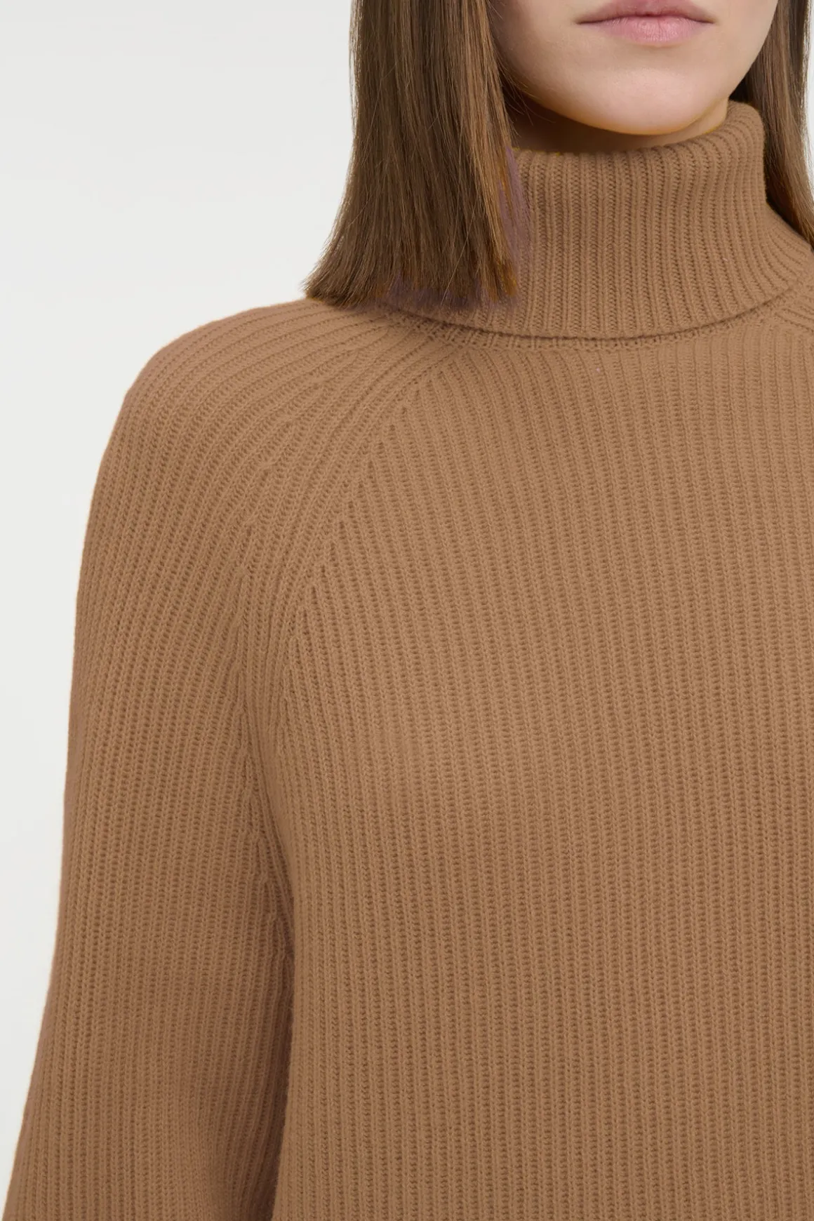 Wigman Knit Turtleneck Sweater in Camel Cashmere