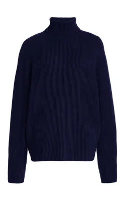 Wigman Knit Turtleneck Sweater in Navy Cashmere