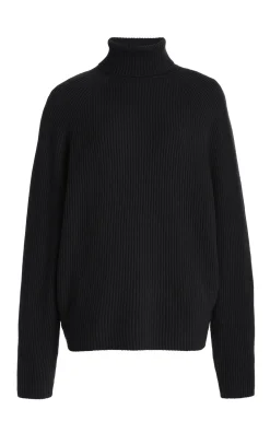 Wigman Knit Turtleneck Sweater in Black Cashmere