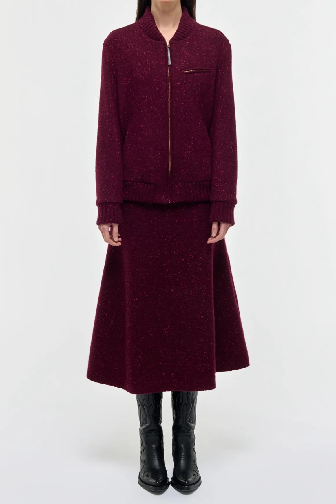 Winslow Bomber in Bordeaux Speckled Cashmere