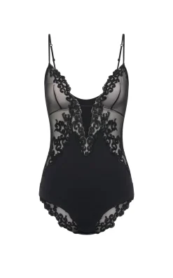 Wynona Bodysuit in Black Recycled Nylon Lace