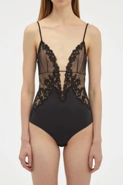 Wynona Bodysuit in Black Recycled Nylon Lace