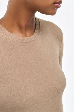 Xanthe Knit Top in Camel Brushed Cashmere