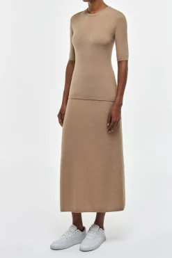 Xanthe Knit Top in Camel Brushed Cashmere
