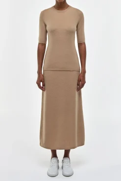 Xanthe Knit Top in Camel Brushed Cashmere
