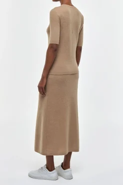 Xanthe Knit Top in Camel Brushed Cashmere