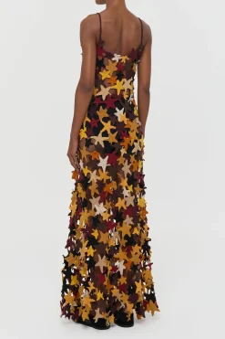 Yeshara Crochet Stars Maxi Slip Dress in Multi Cashmere
